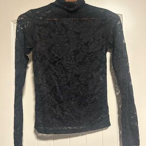 Elegant Black Lace Long Sleeve Top